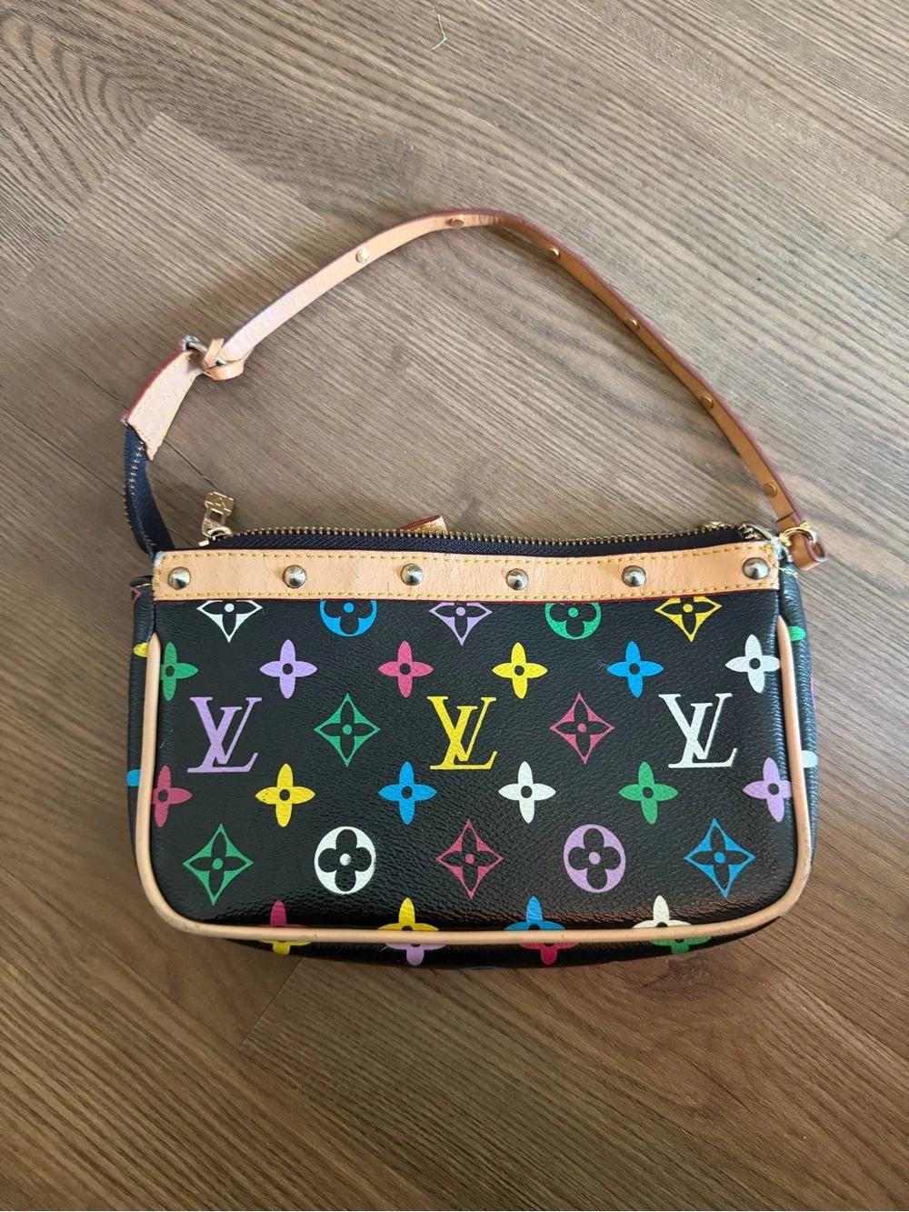 Black Multicolor Monogram Wristlet